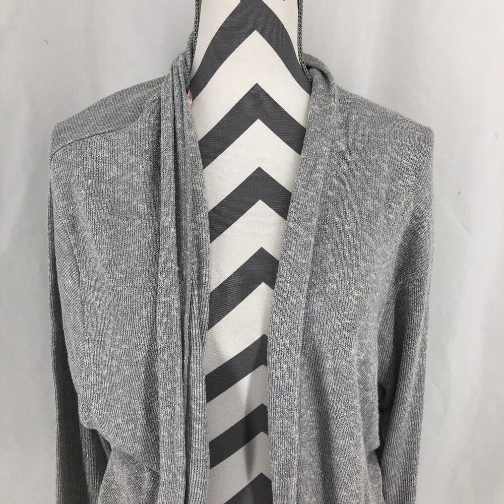 Forever 21 Contemporary Gray Silver Tread Knit Open Cardigan Sweater Large